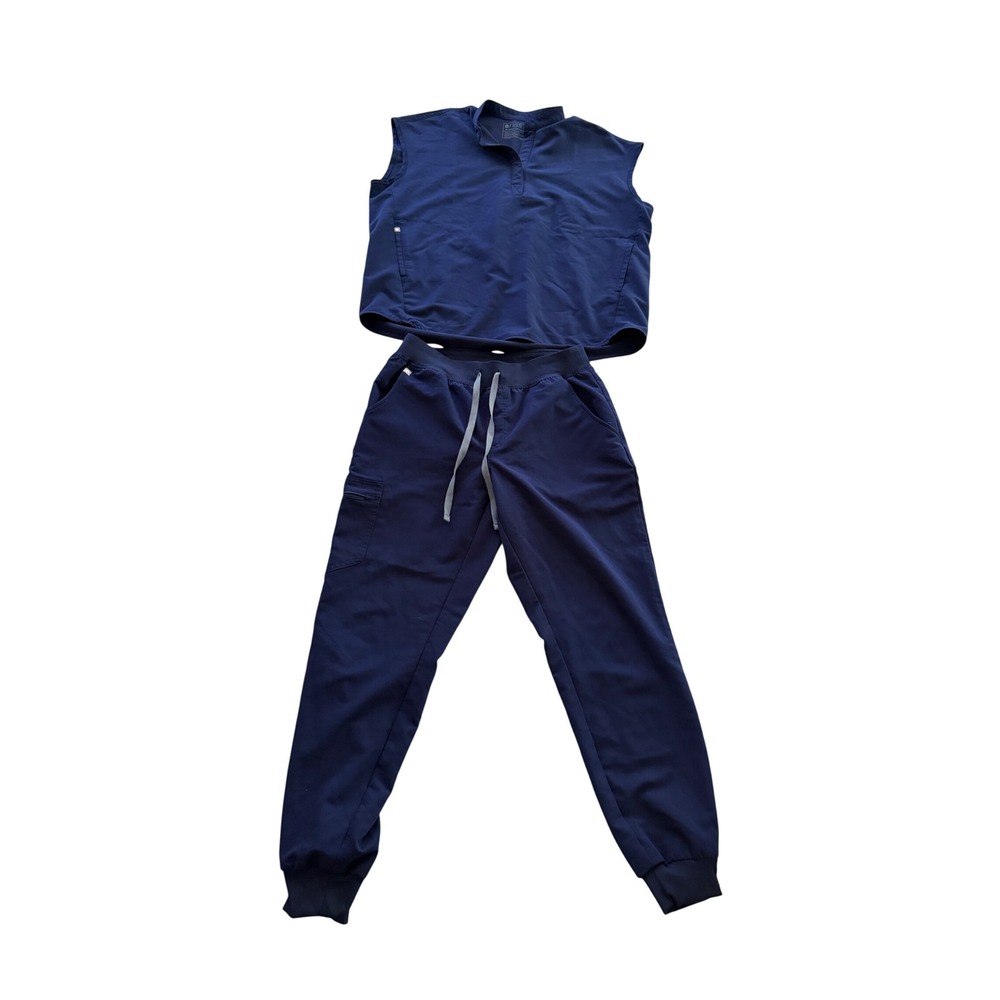 Figs Womens Navy Blue Rafaela Top Zamora Jogger Scrub Set Size Medium M